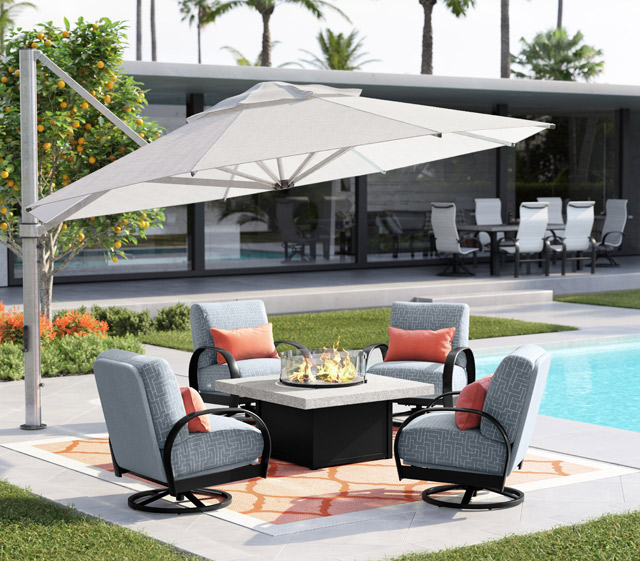 Outdoor Patio Furniture Soren Umbrellas Collection Steel Max Base With Pavers