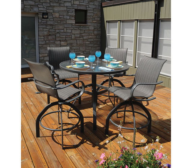 Outdoor Patio Furniture Holly Hill Collection Swivel Bar Stool - Sling Bar Height Patio Chairs