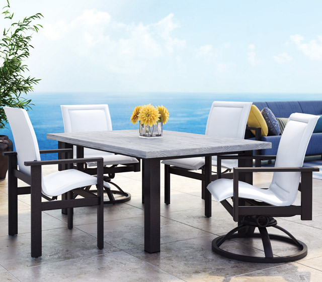 Outdoor Patio Furniture Elements, Grace Round Metal Bar Height Outdoor Dining Tables And Chairs